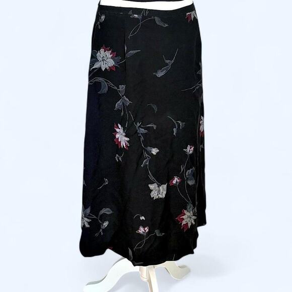 Vintage 90s Harolds Black Floral Maxi Skirt – Y2K Grunge Romantic - Picture 2 of 4